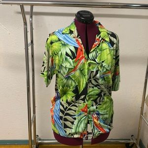 Pineapple Connections Parrot Hawaiian Blouse